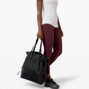Lulu Lemon Tote Bag, Black with Drawstring